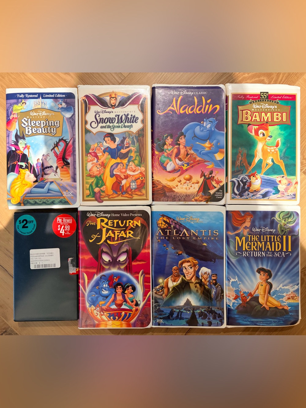Disney Animated VHS Lot - Aladdin, The Little Mermaid II, Bambi + More